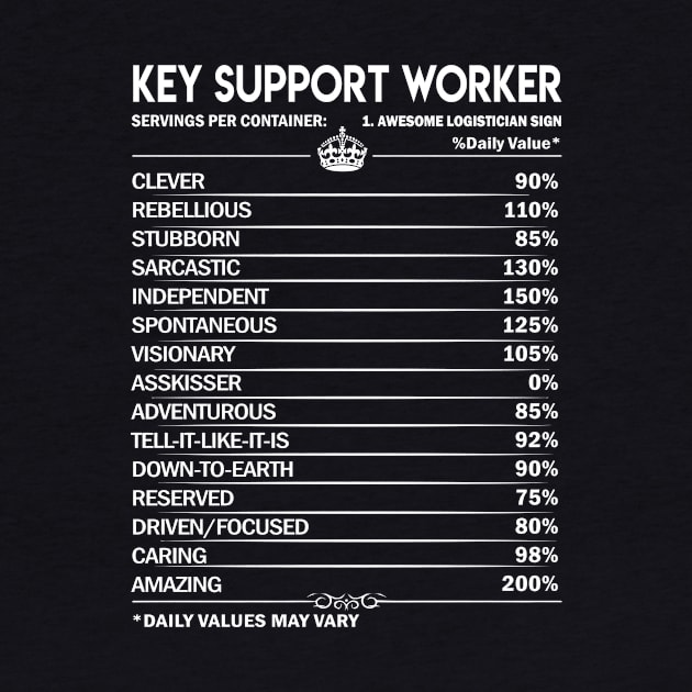 Key Support Worker T Shirt - Key Support Worker Factors Daily Gift Item Tee by Jolly358